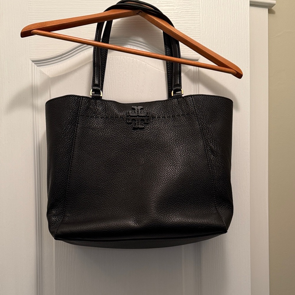 Tory Burch Large Black Leather Tote Bag
